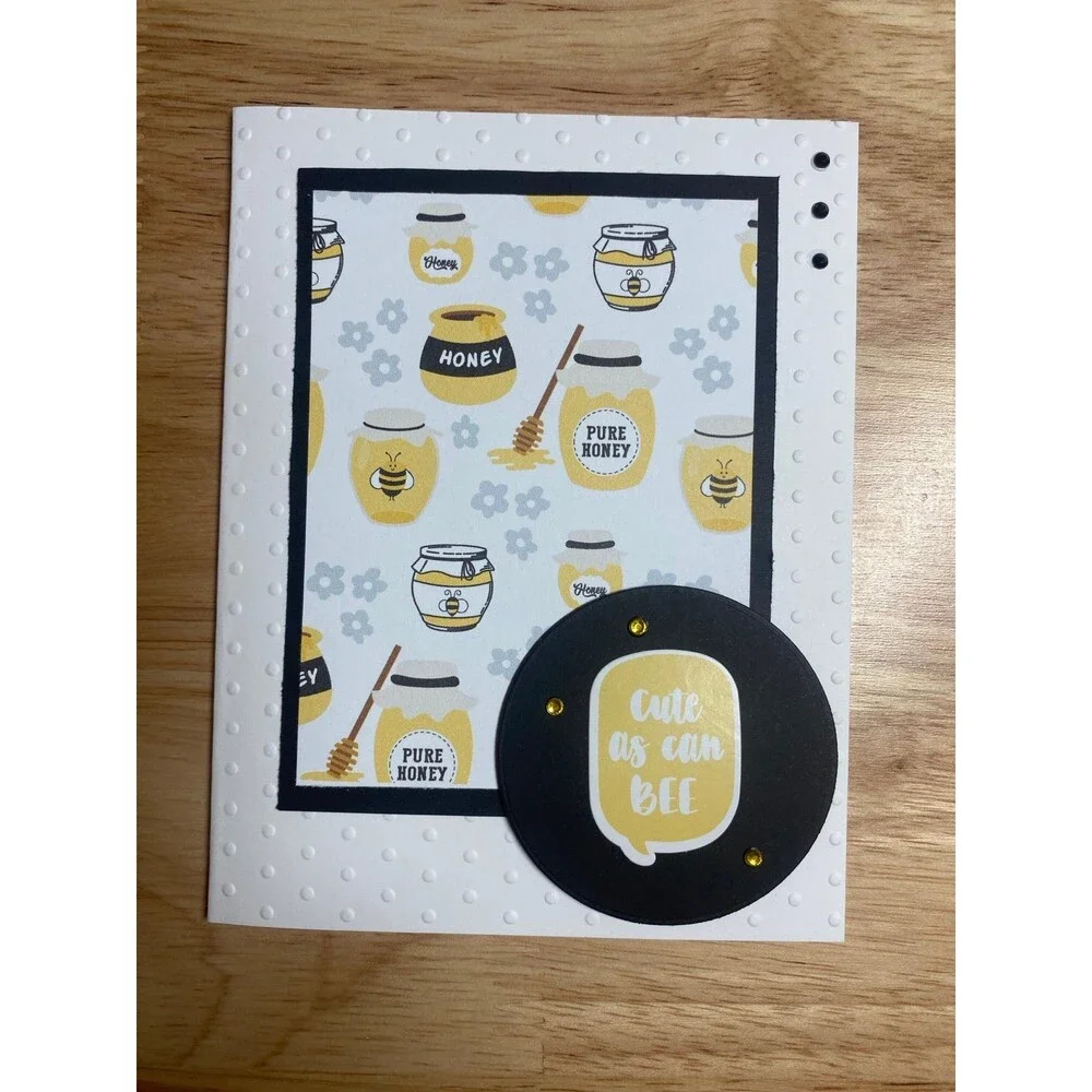 Bee & Honey Greeting Card – Handmade A2 Card – All Occasion Blank Card